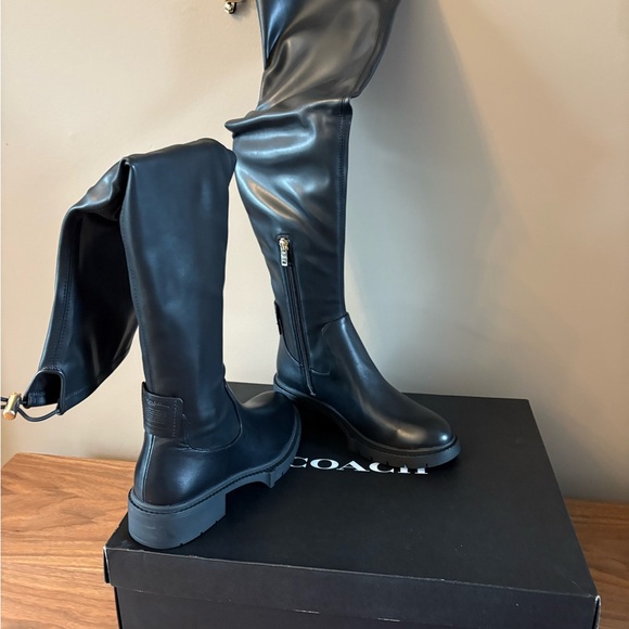 Coach Black Over the Knee Women's Boots - Picture 1 of 2